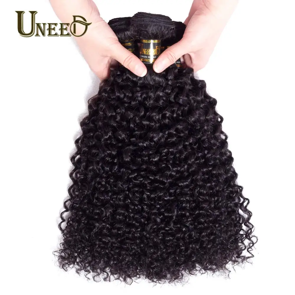 Uneed Hair Kinky Curly Peruvian Hair Weave Bundles 1 Piece 100% Human Hair Weaving Remy Hair Extensions 10-28inch Can be dyed