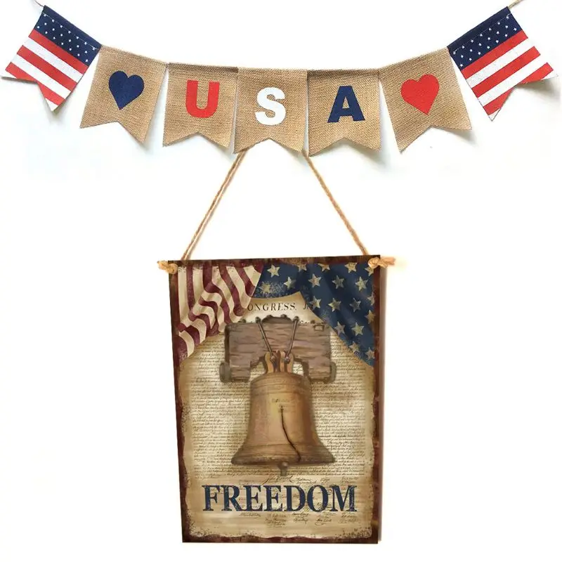 

Vintage Wooden Hanging Plaque Freedom Sign Board Wall Door Home Decor Independence Day Party Gift
