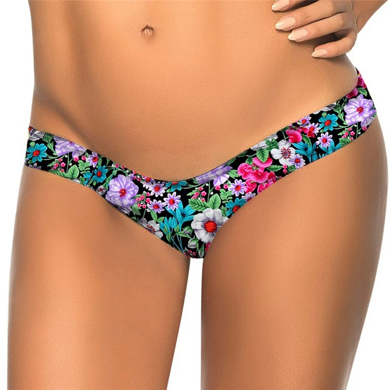 Women Brazilian Print Bikini Bottom Thong bathing suits swimwear underwear female boxer swimming trunks boxer shorts #FS#4JU06 (8)