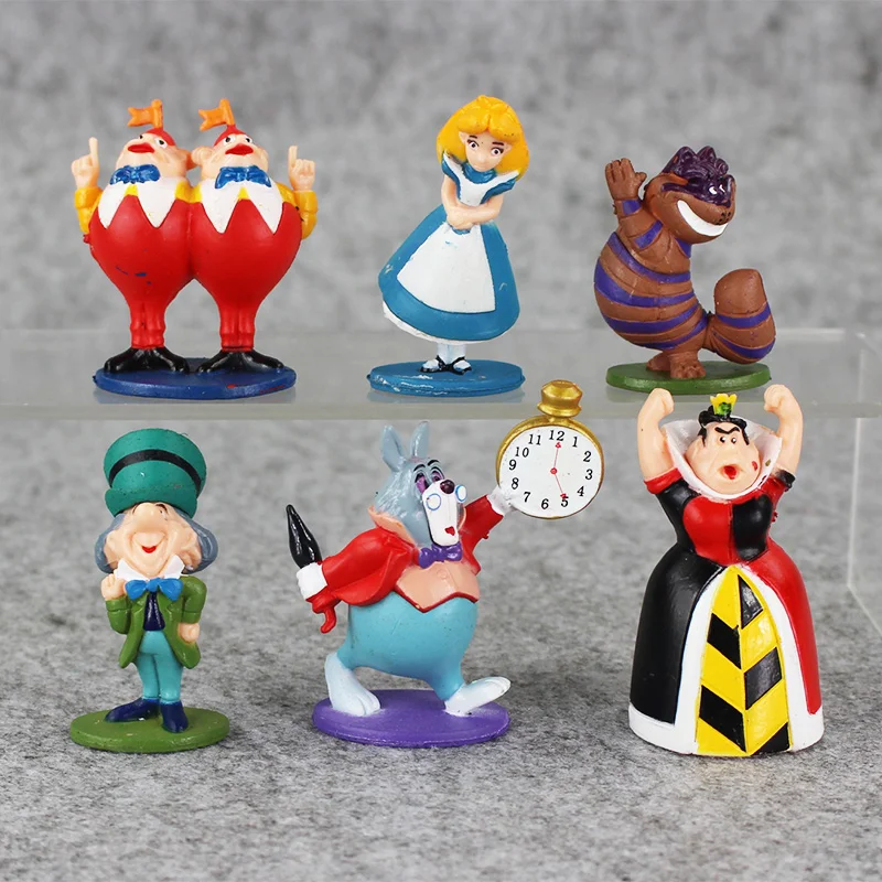 6pcs lot Anime PVC Toy Alice In Wonderland Red Queen the Cheshire Cat Mad Hatter The