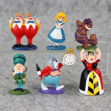 6pcs lot Anime PVC Toy Alice In Wonderland Red Queen the Cheshire Cat Mad Hatter The