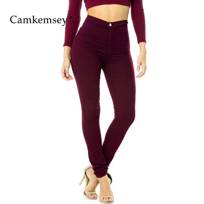 red high waisted jeans