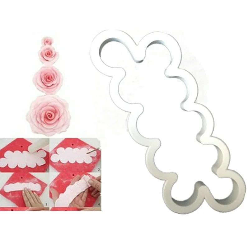 

All-in-One Type Rose Cake Mold Sugarcraft Gumpaste Cake Decorating Rose Flower Maker Kitchen Baking Stencils Rose Flower Cutter