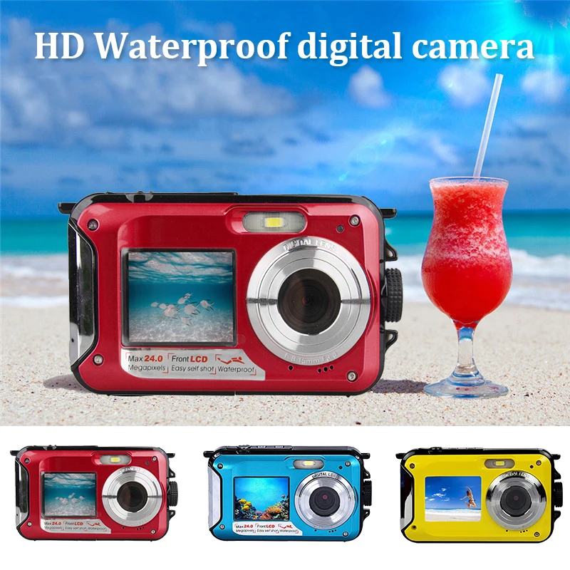 

Cewaal 3 Colors 2.7 inch Digital Camera Waterproof Camcorder 24MP 16X Zoom Full HD 1080P Anti-shake CMOS Digital Camera Travel