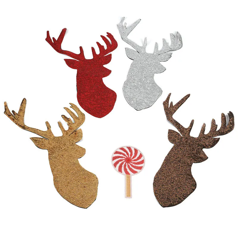 

Christmas Patch Sequin Embroidery Accessories DIY Applique on Clothes Heat Transfer Iron-on Patches Clothing DIY New Year
