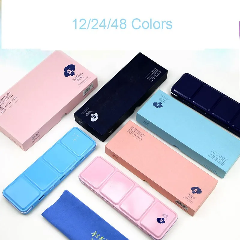 Billige Paul Rubens 12 24 48 Aquarell Malen Set Mit Metall Fall Solide Künstler Wasser Farbe Malerei Pigment Für zeichnung Kunst Liefert