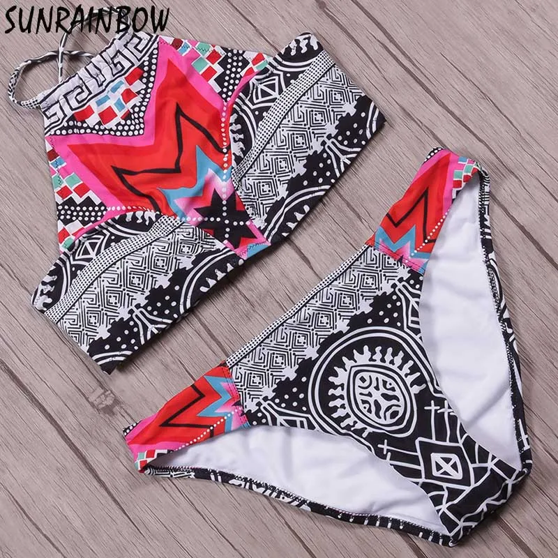 

SUNRAINBOW 2019 New Arrival Sexy Bikini Women Swimsuit Swimwear Crop Top Plaid Bathing Suits Female Summer Beach Wear Biquini