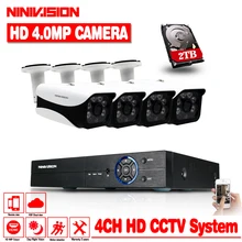 4CH 4MP CCTV DVR домашняя охрана Камера Системы 4*4,0 Мп Водонепроницаемый внутренний наружный IR свет Ночное видение комплект видеонаблюдения 2 ТБ