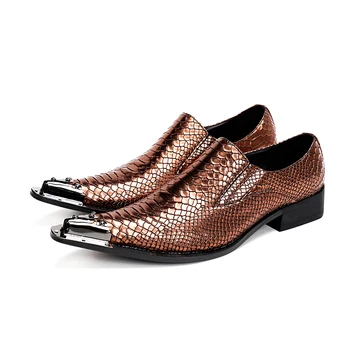 

New Men Shoes Design Wedding Shoes Flats Italian Oxfords Formal Metal Pointed Toe Plus Sze 38-47 Chaussure Homme