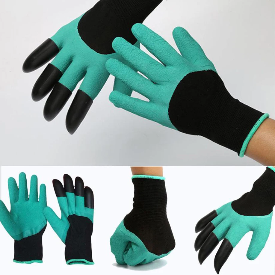 

Gardening Gloves for garden Digging Planting with 4 ABS Plastic Claws Rubber Polyester ABS Plastic Garden Gloves Free Shipping