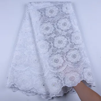 

Top Sale African Dry Lace Fabric High Quality Swiss Cotton Lace Stoned Swiss Voile Lace In Switzerland For Nigerian DressF1140