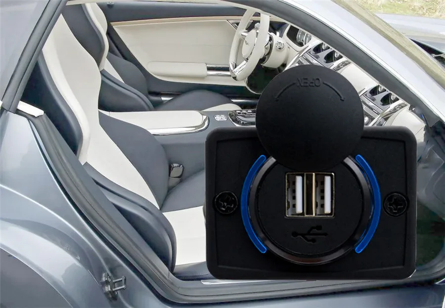Устройство для автомобиля с двумя портами USB Зарядное устройство Мощность Панель синий светильник 12V 24V 5V 3.1A для мобильного телефона автомобиль Лодка