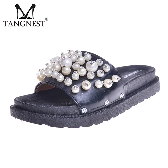 Summer Pearl Slippers Women Slide Sandals Soft Flats Beach Platform Shoes Summer Pearl Slippers Women Slide Sandals Soft Flats Beach Platform Shoes