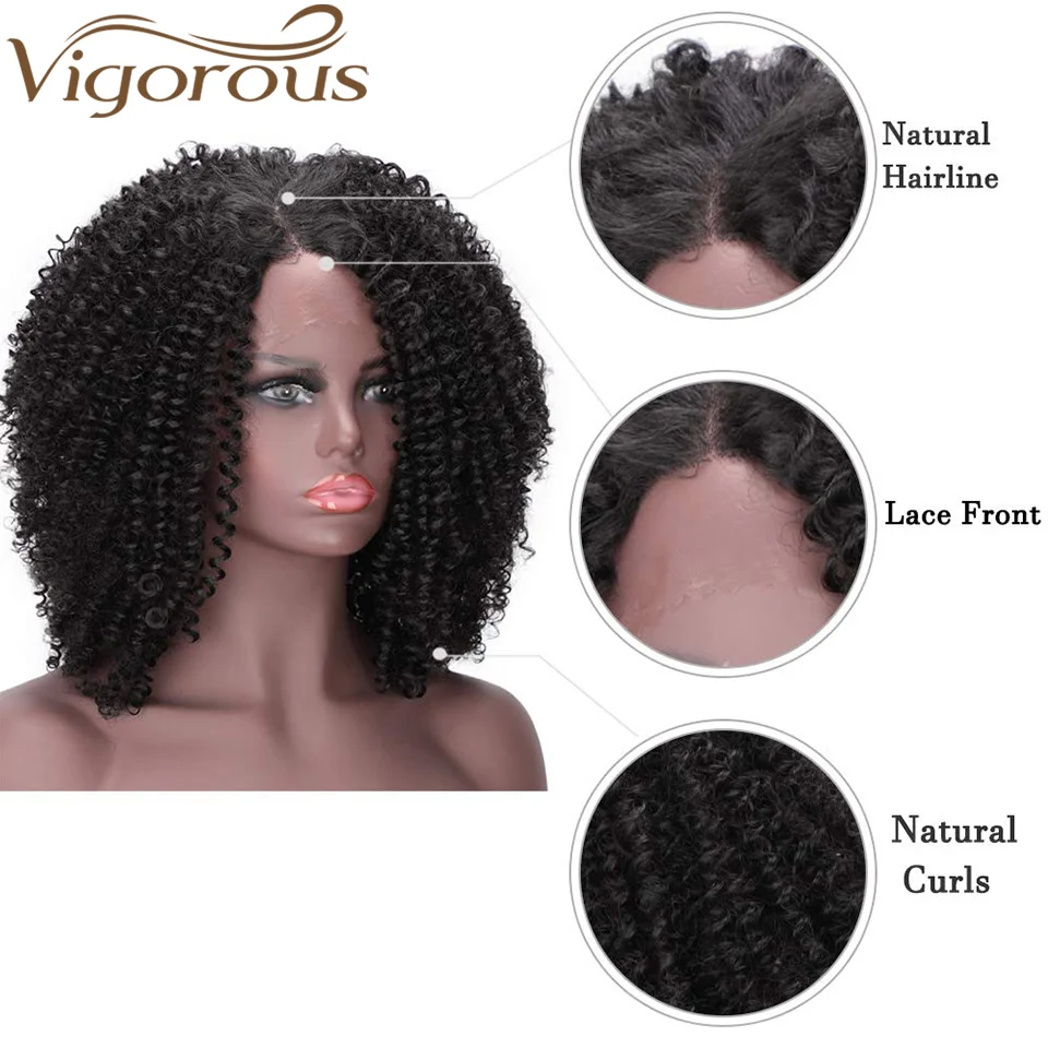 Энергичный афро кудрявый парик синтетический парик фронта шнурка натуральные волосы длинные черные парики для черных женщин