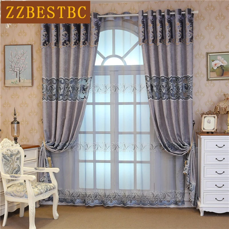 

European luxury classic villa curtains with short Valance for living room Kitchen hotel high quality Voile Curtain for bedroom