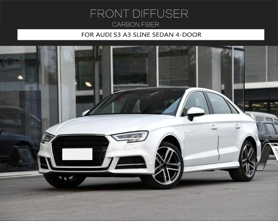 Углеродного волокна передний бампер спойлер для Audi S3 A3 SLINE база престиж прогрессив Премиум плюс седан 4-дверь