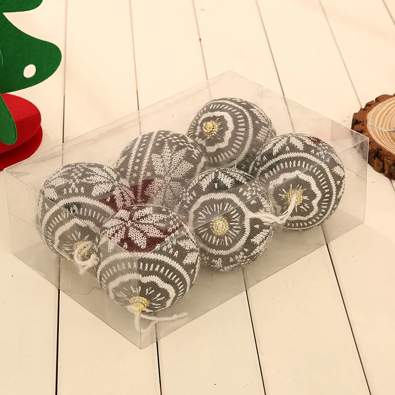 6Pcsset Christmas Yarn Ball Ornaments Christmas Tree Pendant Christmas Ball Ornaments Fabric Yarn Knitting Ball Sets PAC98 (10)