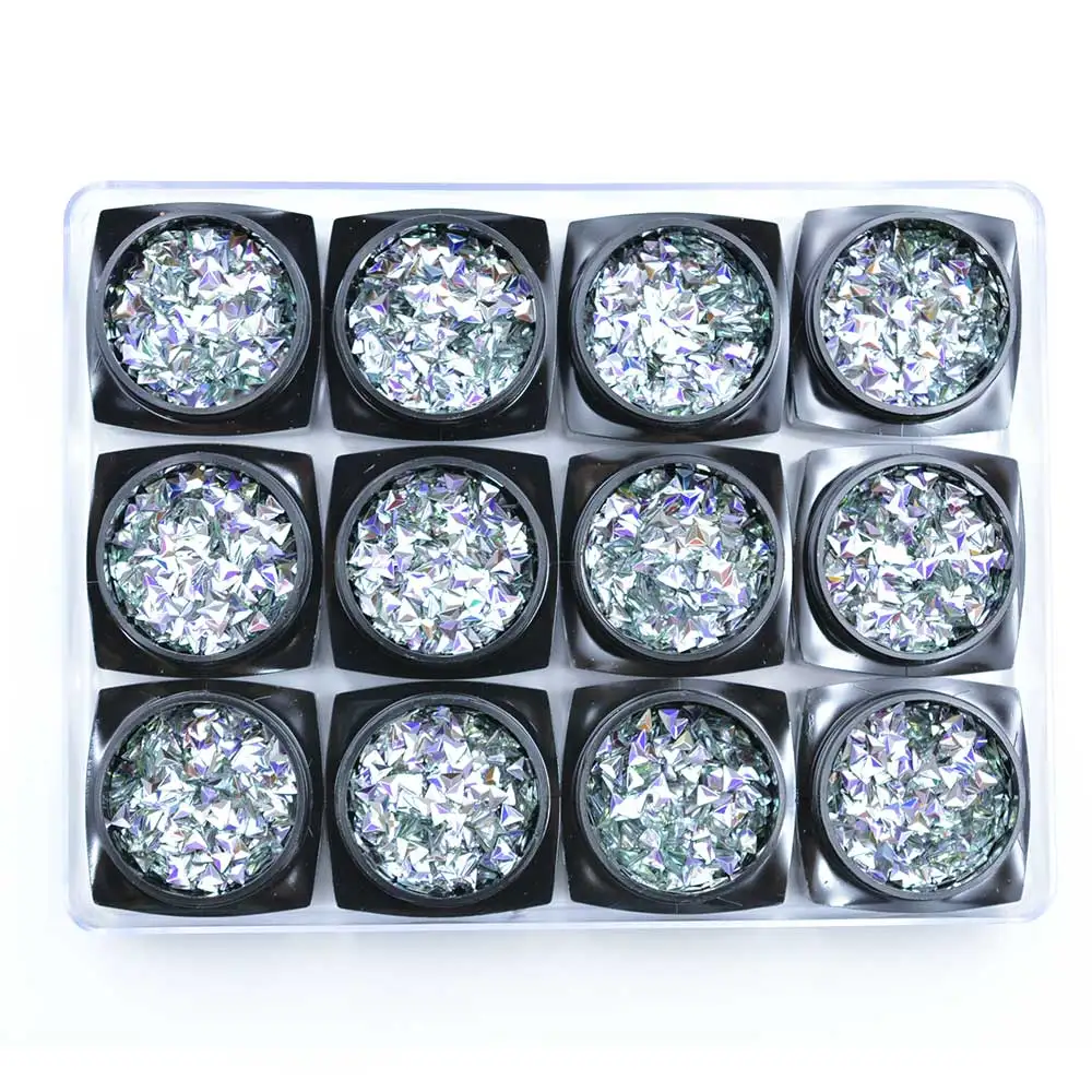 

1 Box Glitter 3D Chameleon Laser Triangle Ultrathin Sequins With 4 Color Silver Purple Gold Clear for Nail Art Decors