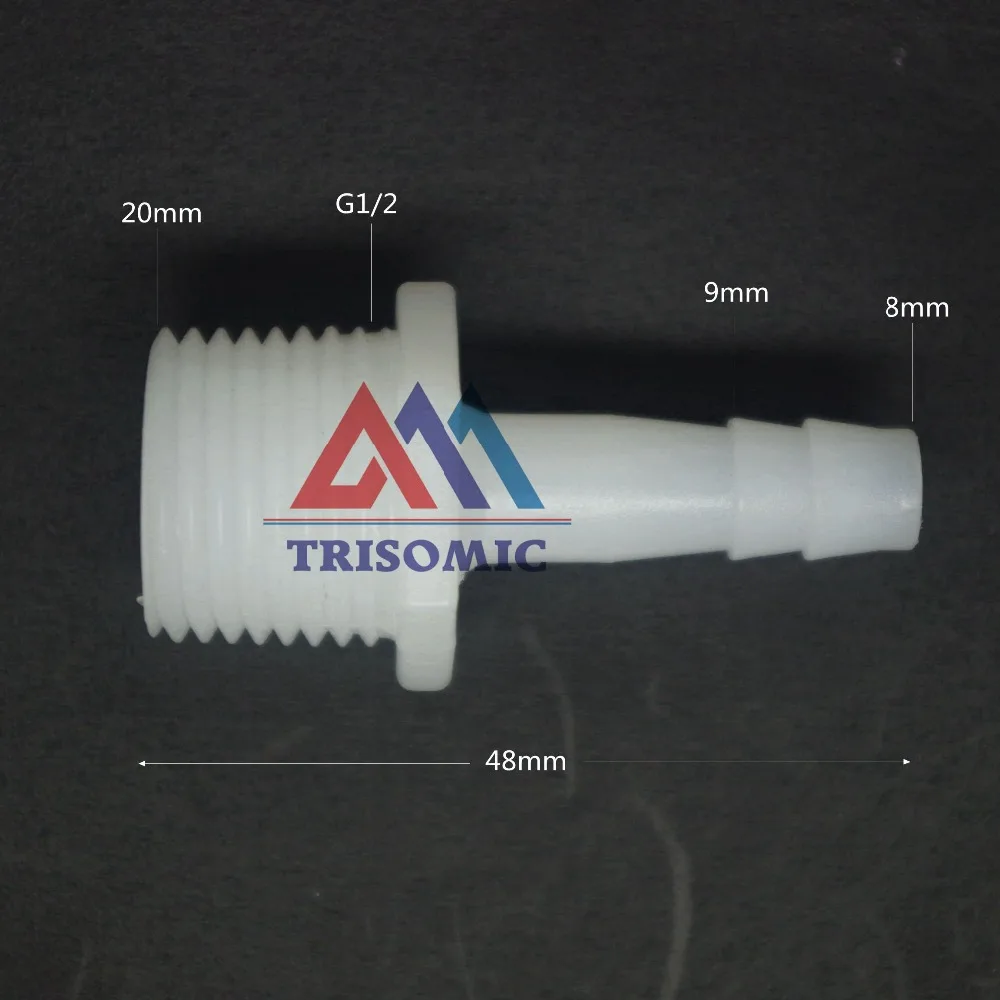 8mm G1/2 Straight Connector Plastic pipe Fitting Barbed Connector with thread Material PE Joiner