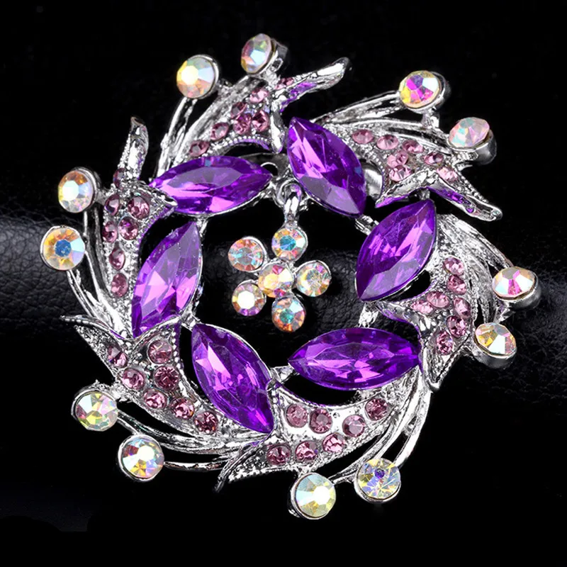 

DIEZI Cute Bouquet Crystal Flower Brooch Jewelry Wedding Korean Glass Rhinestone Bride Brooch Pins Women Brooch Accessories