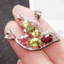 Ожерелье в стиле ласточки, подвеска,, серебро 925 пробы, натуральный Перидот гранат, турмалин, 0.55ct* 4 шт# T18100409