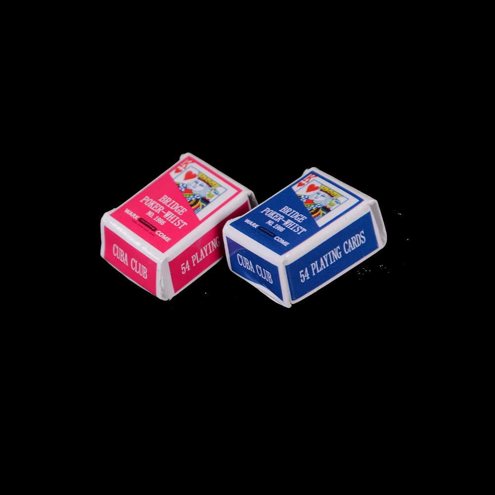 1 Set Poker Cards Playing Game Mini Cute 1:12 Dollhouse Miniatures Poker Home Decoration for BJD for Barbie Doll Accessories