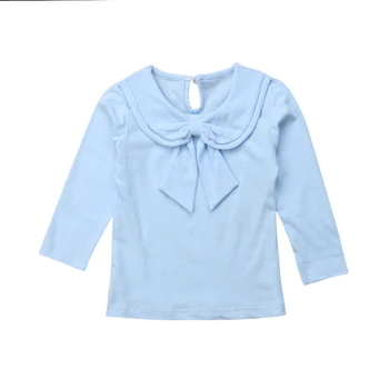 

Girls T-shirts Tops Candy Color Girls Cotton Clothes Bowknot Long Sleeve T Shirt Kids Clothes Children T-shirt Toddler Clothing