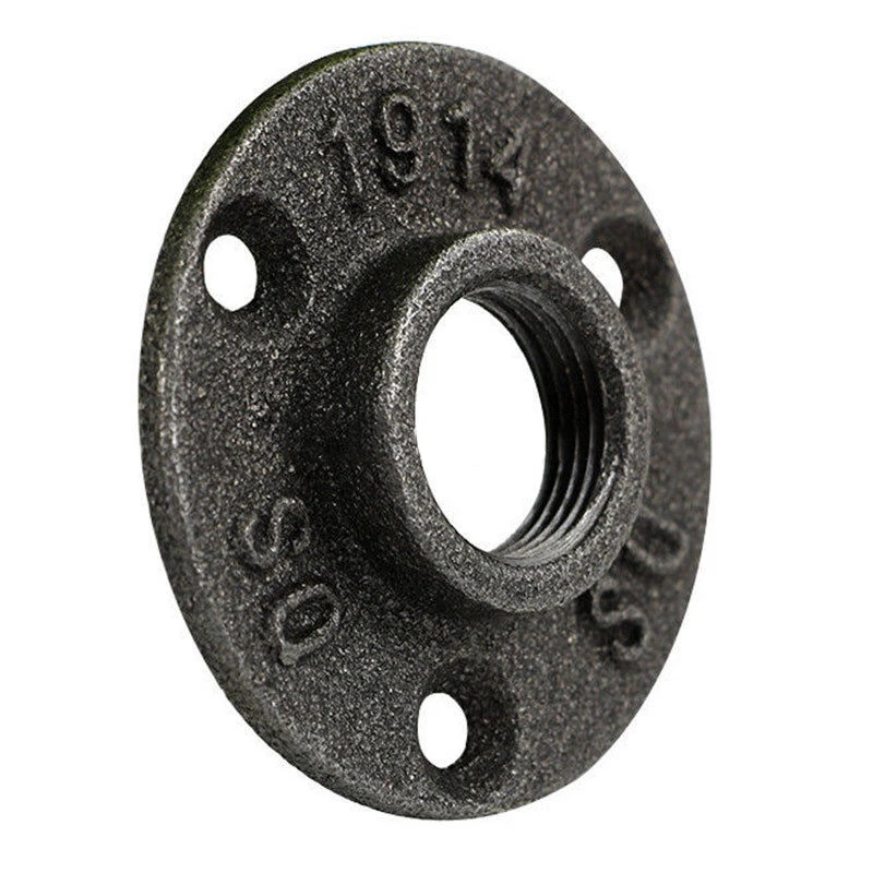 Mayitr 1pc Thread BSP Malleable Iron 1/2" 3/4" Pipe Fittings Wall Mount Floor Antique 3 Hole Flange Piece Hardware Tool