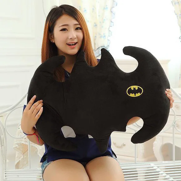 

Candice guo! Super cute plush toy soft pillow black bat batman logo cushion creative birthday Christmas gift 1pc