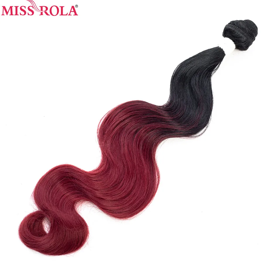 Miss Rola, Омбре, пряди волос, синтетические волосы для наращивания, объемные волнистые пряди, T1B-27, 6 шт., 18-22 дюйма, волосы для наращивания, застежка - Цвет: T1B/бордовый