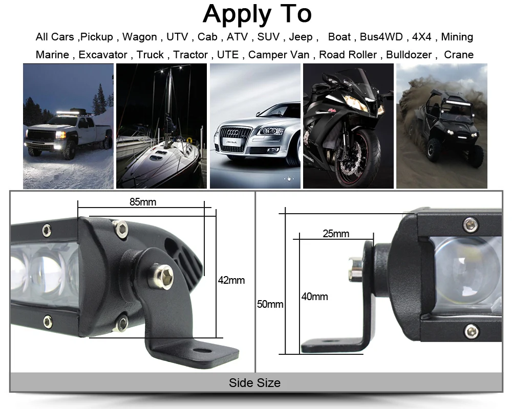 4D объектив Однорядный 2" 31" 4" 51 дюймов Led 4x4 внедорожный светильник для 12 В 24 В UAZ внедорожный внедорожник Грузовик 4WD рабочие фары дальнего света