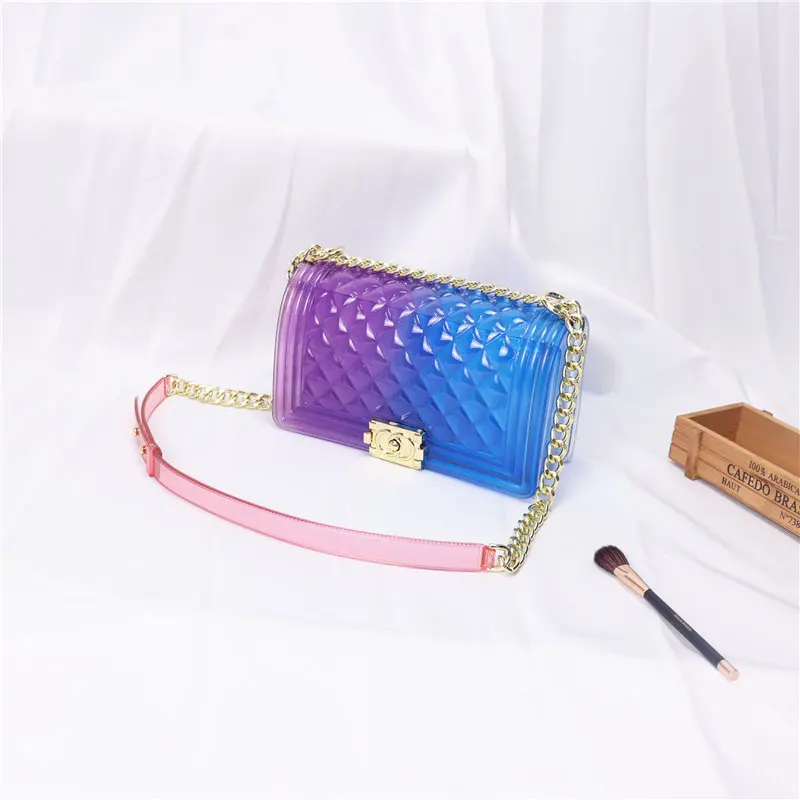 

Rhomboids PVC fine quality women bag New design all-match Gradient candy bags for women Creative purses and handbags Hot sale