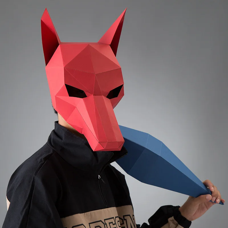 

Dog head creative mask paper head cover DIY material bag party tidy funny photography