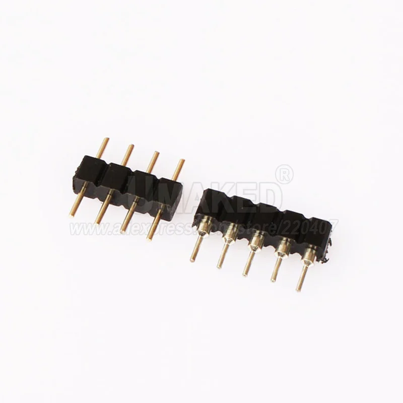 

200pcs 4pin RGB male connector, 4 pin needle, male type double 4pin, small part for 3528 5050 RGB strip light
