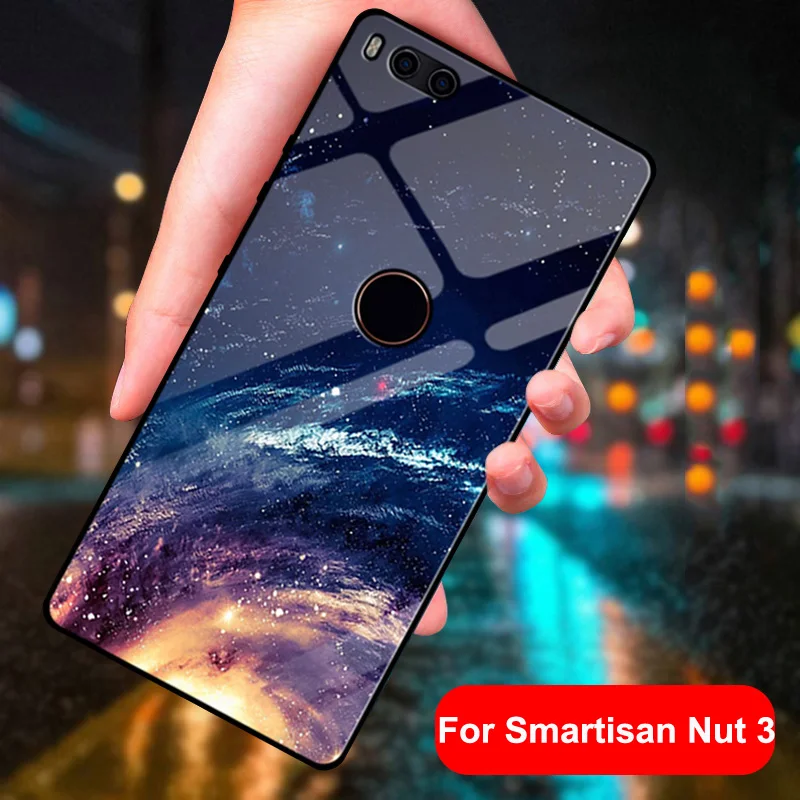 Для Smartisan Nut 3 U3 чехол звездное небо закаленное стекло+ ТПУ Край твердая задняя крышка для Smartisan Nut OC105 OC106 стеклянный чехол в виде ракушки