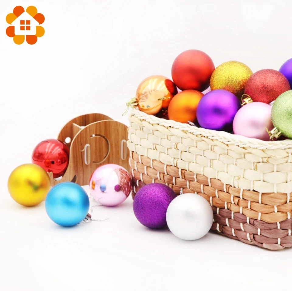 

24PCS/set 3 Styles Multi Colorful Creative Christmas Ball Ornaments Plastic Balls Christmas Tree Decor Pendants Home Supplies