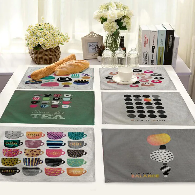 

Colorful coffee cup placemat Fabric coaster Table decoration mat Kitchen Posavasos Manteles individuales Onderzetters H096
