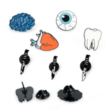 Creative Cartoon Jewelry Human organs Heart Eye Brain Tooth brooch pin Women Rose Flower Brooches enamel pin broche