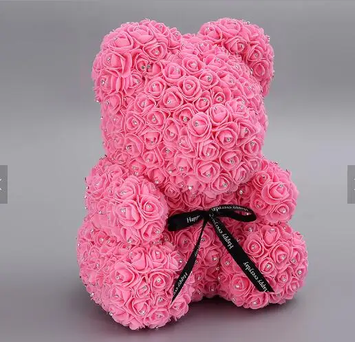 Бриллиантовая Роза медведь с сердцем искусственные розы из пены розы цветок бриллианты медведь Роза подарок на день Святого Валентина День Матери
