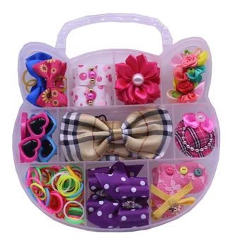 

PVC Box Pet Dog Accessories Handmade Various Hair Accessories Puppy Dog Cat Hair Bows Rubber Bands Pet Grooming Dog Supplier