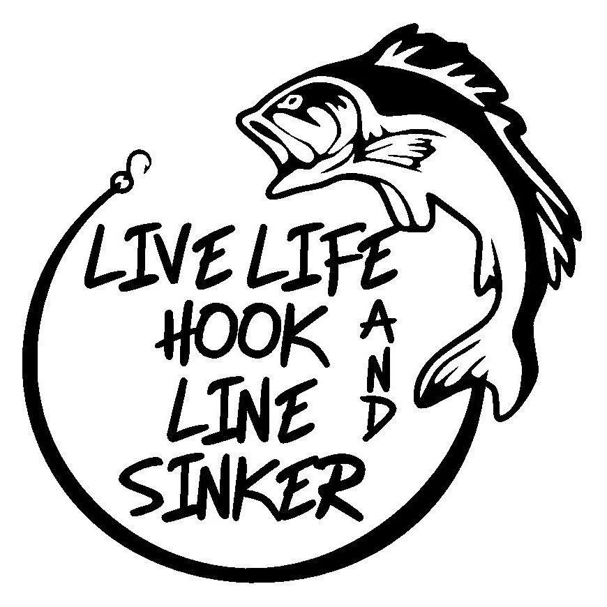 

Fish On Hook Fishing Vinyl Car Truck Boat Water Decal Sticker Live Life Cute And Interesting Fashion Sticker Decals