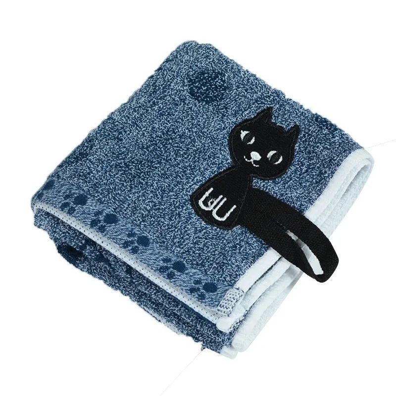 1 шт Хлопковое полотенце для лица креативный Рисунок котенка детское полотенце домашнее полотенце для уборки Милая мультяшная кошка с длинным хвостом Подарочное полотенце - Цвет: Синий