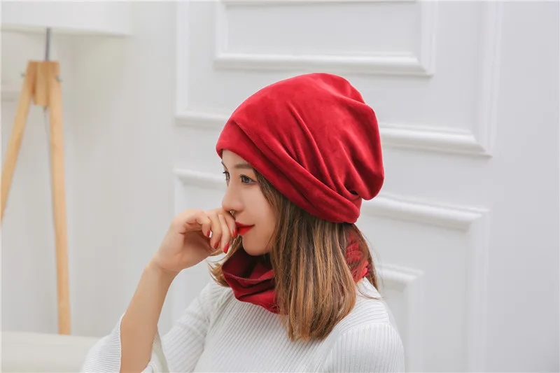 Осень Зима Плюшевые шапки бини для женщин мужчин унисекс девочек беременных месяцев шапка весна теплая Дамская Тонкая Повседневная шарф шляпа набор