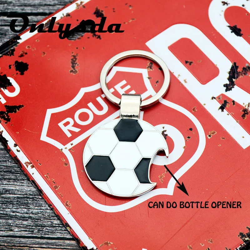 

ONLYSDA Russia Unique Soccer Football Ball bottle opener Stainless Steel Metal Keychain Key Chain Ring 2018 Gift KYS009
