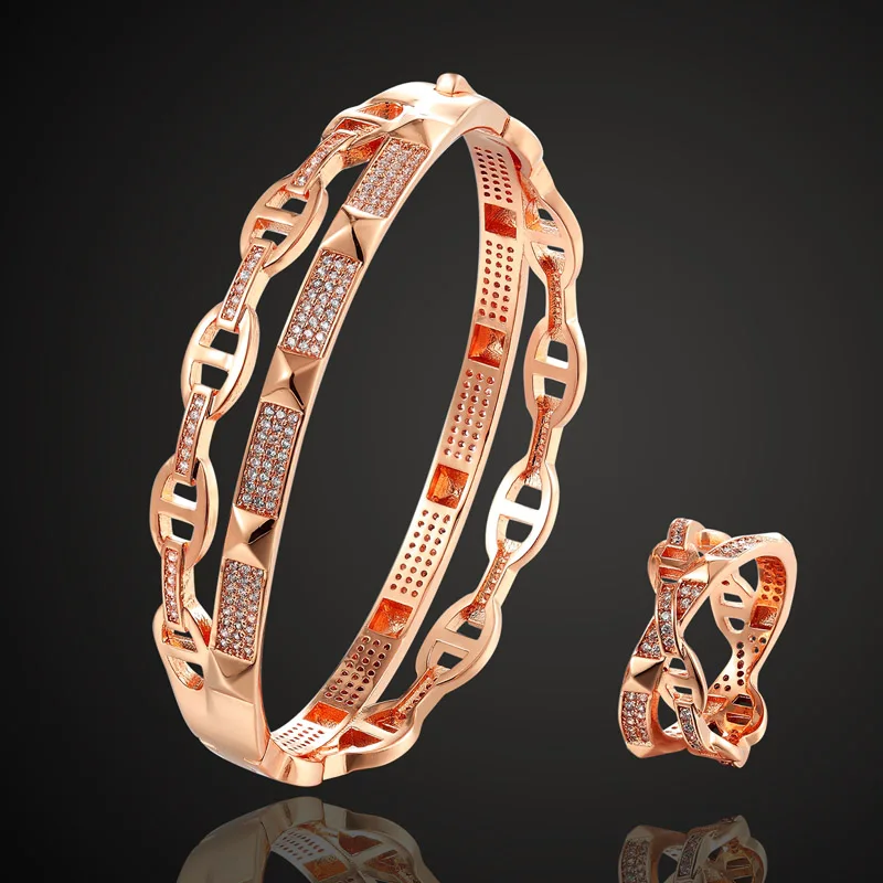 

Zlxgirl jewelry Cubic Zircon bangle with ring jewelry Sets for women bridal accessory sets brand copper bangle sets 2201100190