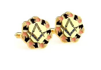 

Freemason Cufflinks Golden Enamel Free Mason Cuff Link Cuff Button Men Fashion Masonic Jewelry Accessory Gift 5pairs/lot