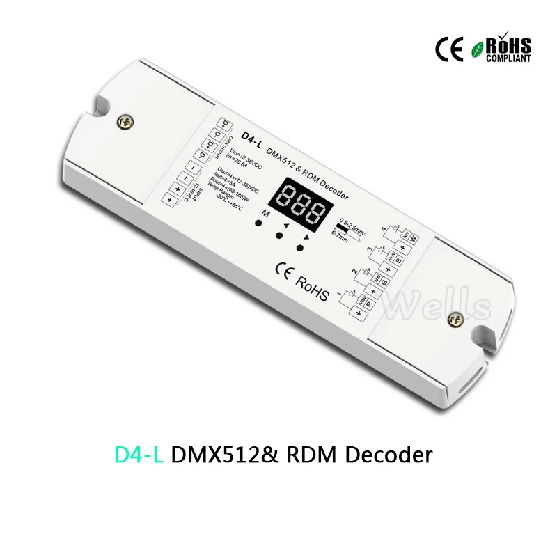 D4-L 4CH CV DMX512 декодер 12-36 в 5A и RDM * выход с дисплеем для Настройка адреса dmx | Лампы