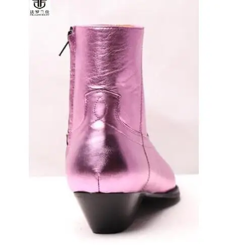 Fiesta Genuino Hombres De Cremallera Zapatos Tacón Bajo Brillante Rosa Lancelot Calidad Cuero Fr Con Hombre 2019 Showed Superior Los Botas Lateral Boda Zapatillas Para As TnIw8HYq