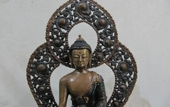 

Tibet Folk temple classical Pure Copper RuLai apothecary Sakyamuni Buddha Statue
