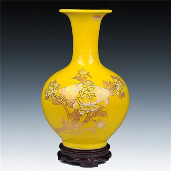 

Ceramic Coloured Glaze Flower And Bird Porcelain Vases Arts Vase For Home Office Decor ceramic vase peony pattern